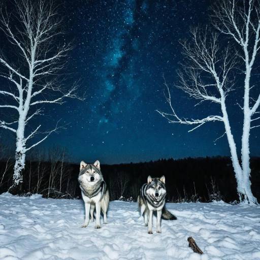 Winter Night Solo Wolf in Snow