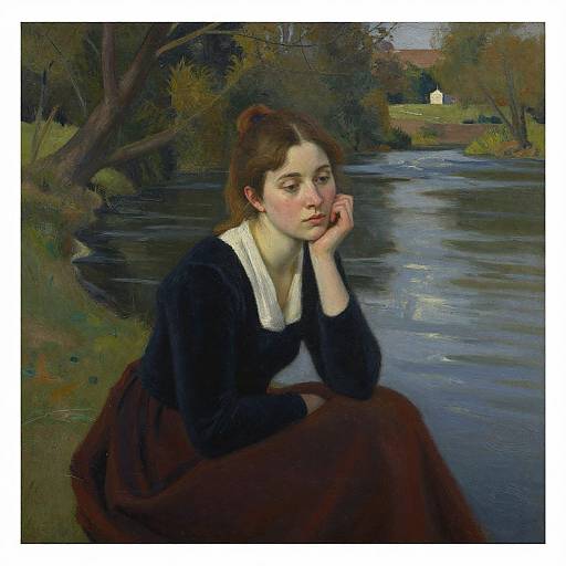 Contemplative Woman by the River