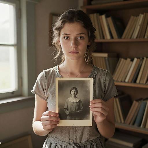 Thoughtful Young Woman with Calotype Print