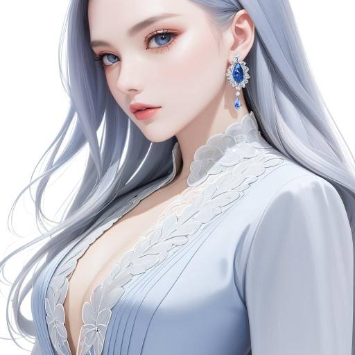 Elegant Lady with Blue Hair and Gray Eyes Elegant Lady with Blue Hair and Gray Eyes