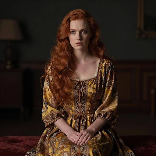 Elegant Woman in Dark Room Portrait