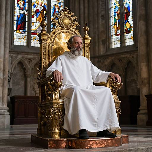 Elegant Metallic Throne in Cathedral