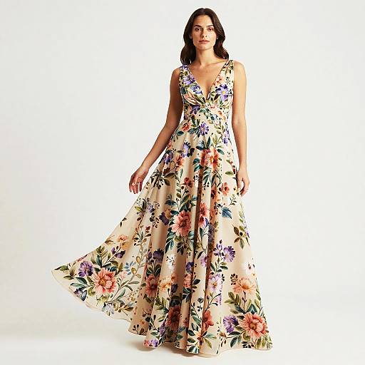 Elegant European Woman in Floral Gown