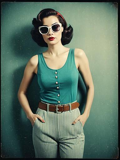 Retro Style Woman in Striped Trousers