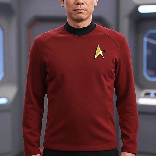 Man in Red Star Trek Uniform