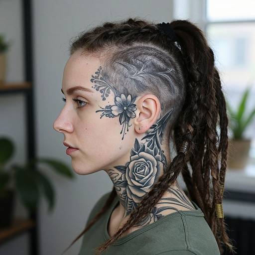 Tattooed Woman with Dreadlocks Portrait