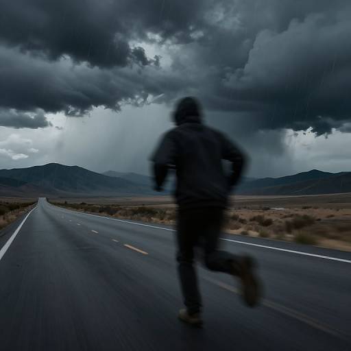 Fugitive Racing Through Stormy Highway