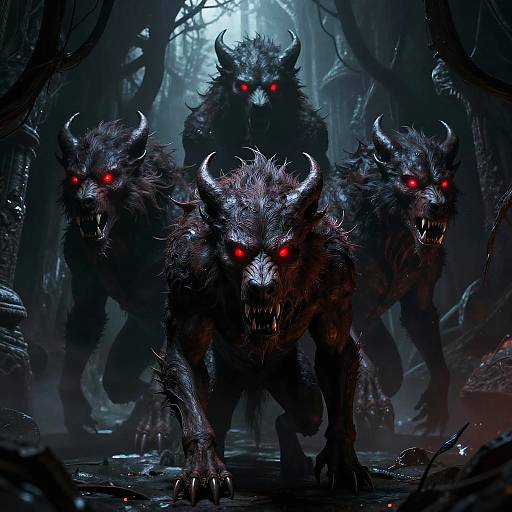 Cerberus Siblings in Gothic Crypt