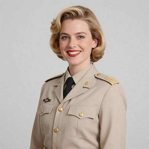 Confident Woman in Military Uniform