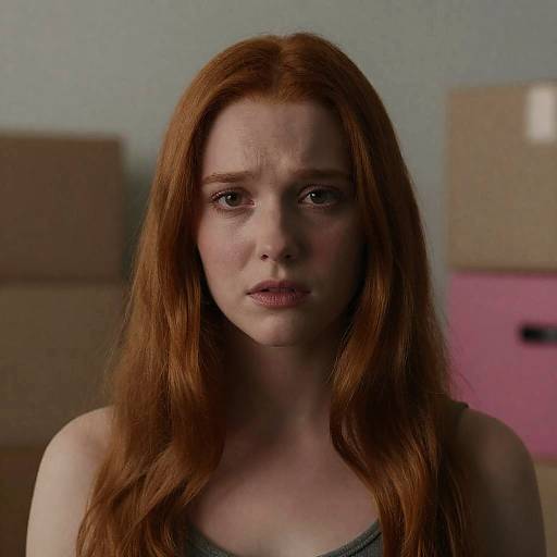 Worried Young Woman with Red Hair