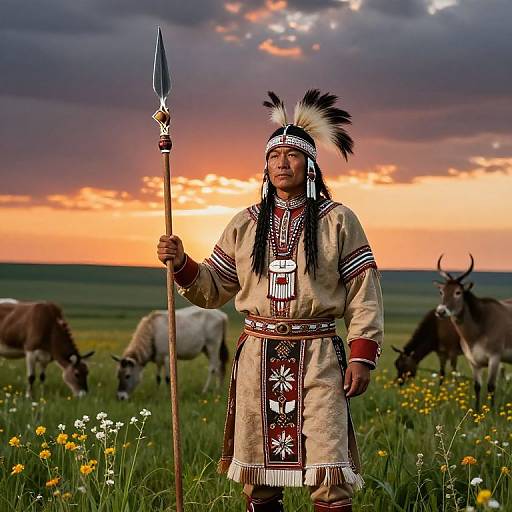 Shoshone Warrior in Ceremonial Dress