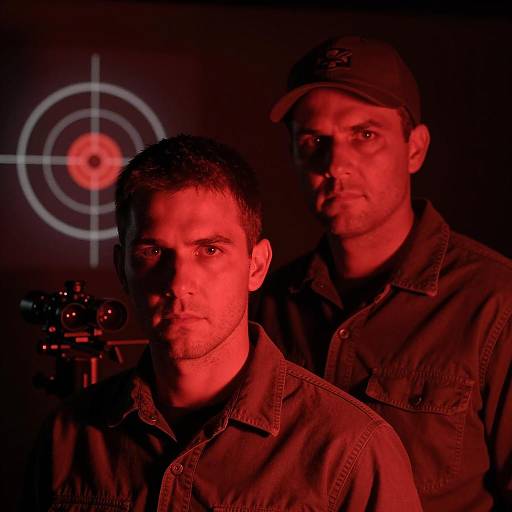 Two Men in Red Light with Sniper Scope