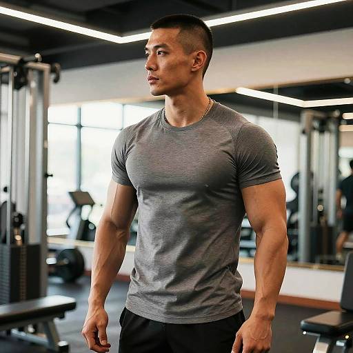 Muscular Man in Sunlit Gym Editorial