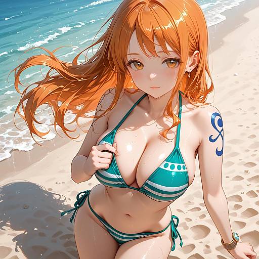 Nami from One Piece at the Beach