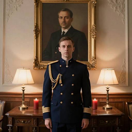 Military Portrait with Book and Candles