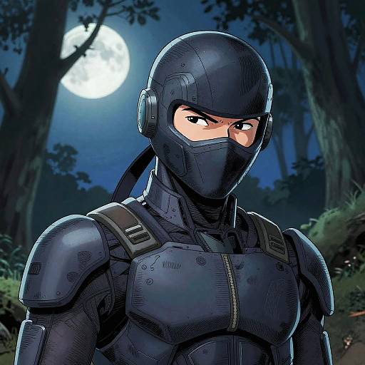 Cyber Ninja Portrait in Moonlight