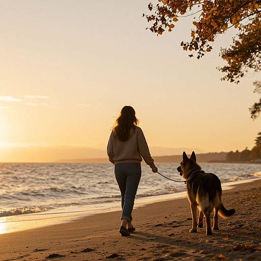 Autumn Sunset Stroll with German Shepherd