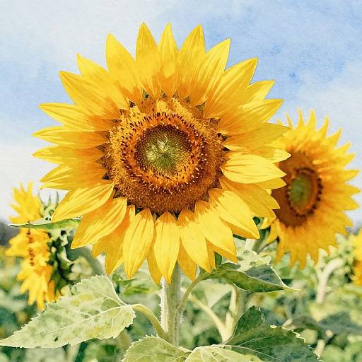 Large Watercolor Sunflower Painting