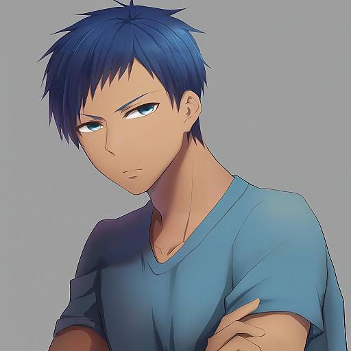 Illustration of Aomine daiki, kuroko no basuke in the style of Kinako (shiratama mochi)