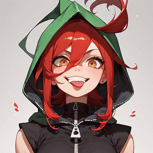 Smug Girl in Monster Hoodie Portrait
