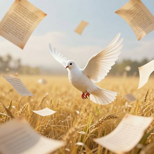 Radiant Dove Over Golden Parchment