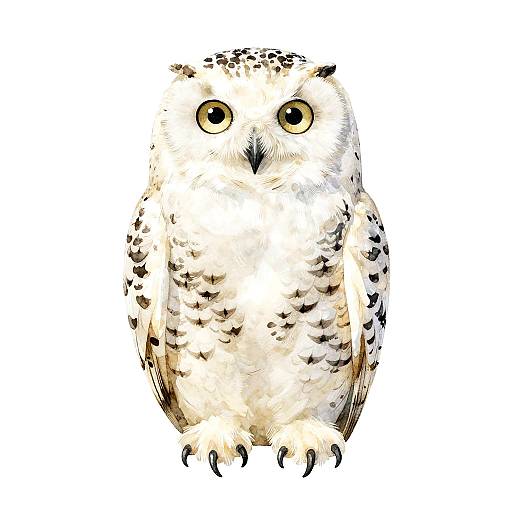 Watercolor Serene Snowy Owl Illustration