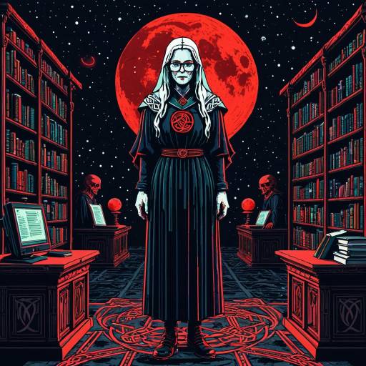 Ghostly Librarian in Surreal Low Poly Art