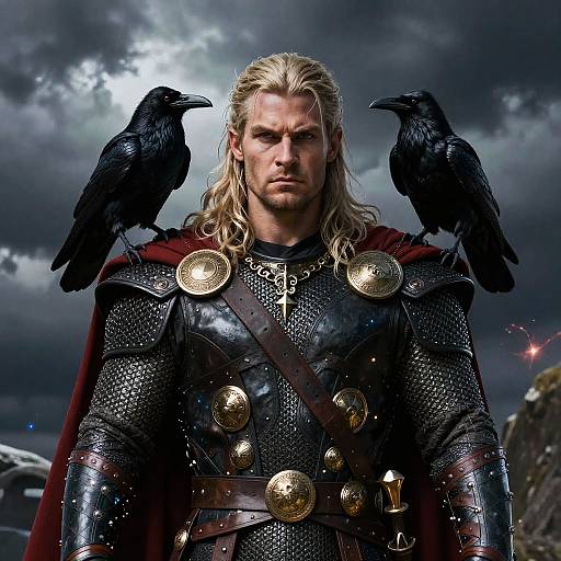 Epic Realistic Odin with Ravens