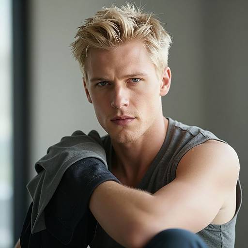 Realistic Portrait of Platinum Blonde Man