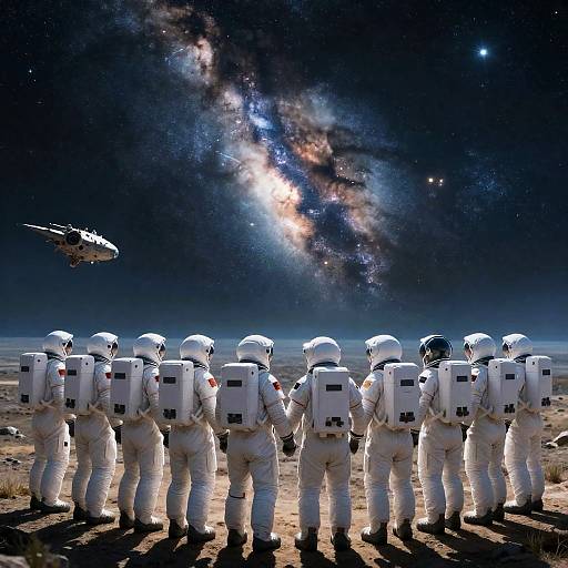 Astronaut Crew Facing Cosmic Horizons