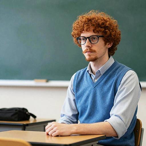Focused Man in Classroom Setting