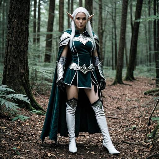 Female Dark Elf Cosplay in Forest