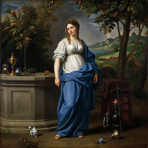 Classical Oil Painting of Woman by Well