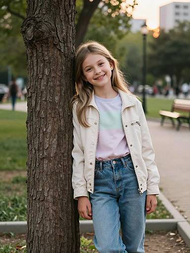 Casual Park Portrait of Young Girl