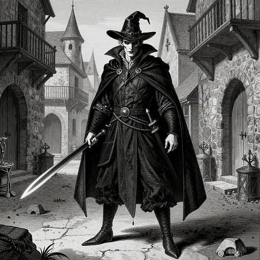 Cunning Rogue in Shadowy Medieval Alley