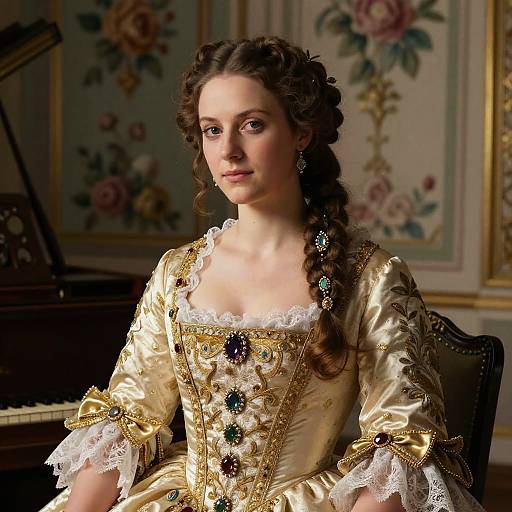 Baroque Woman in Luxurious Dress