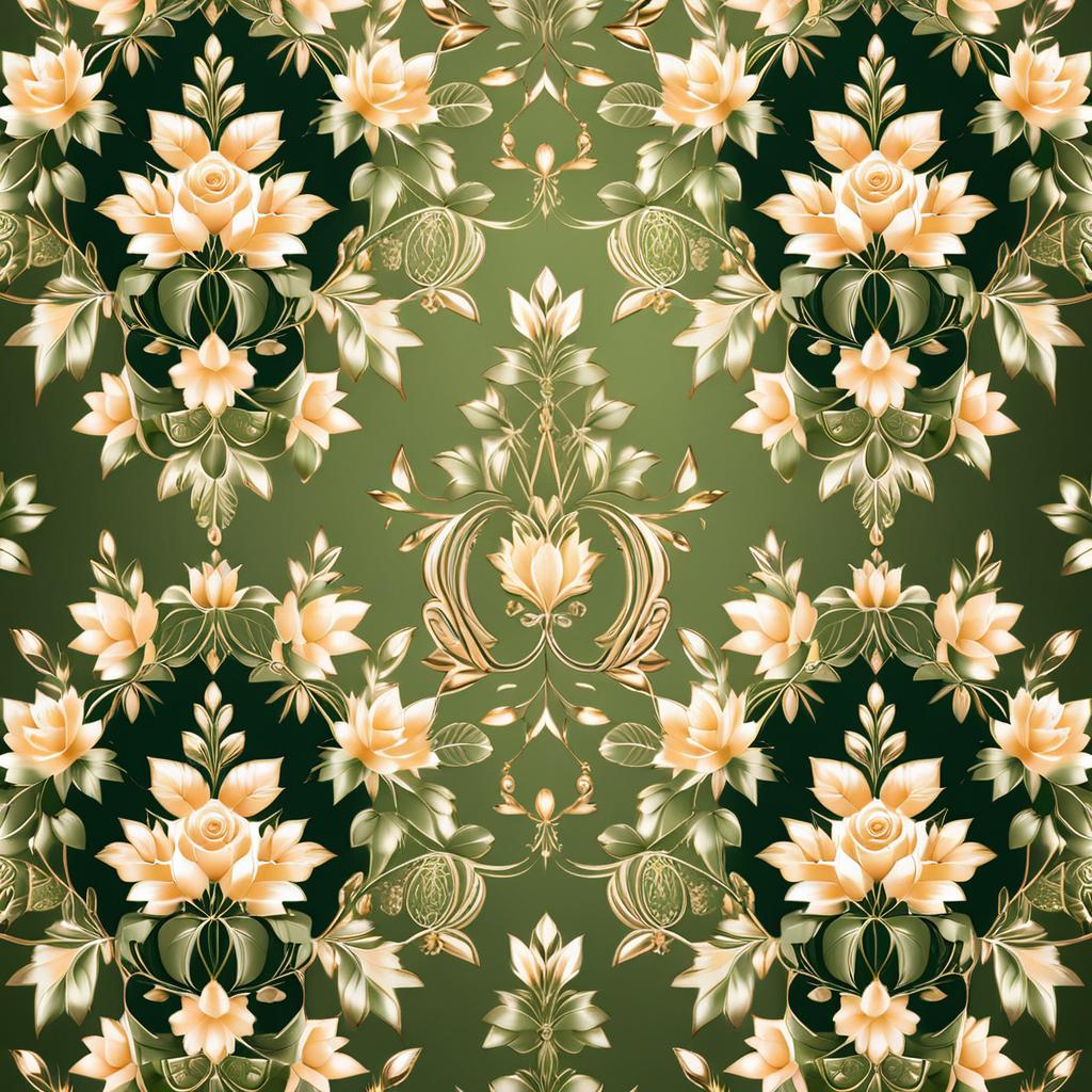 Luxurious Olive Green Floral Wallpaper Design