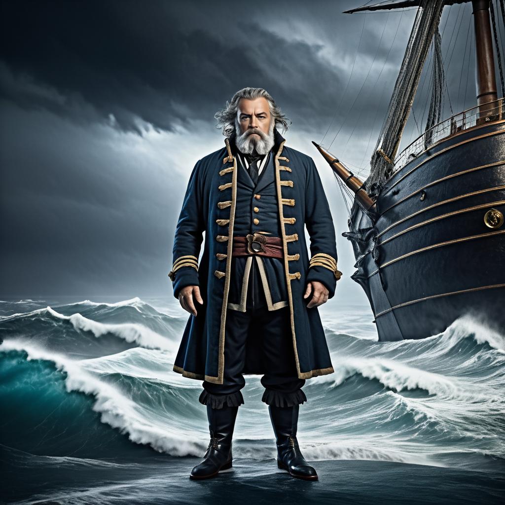 Epic Sea Captain in Stormy Ocean