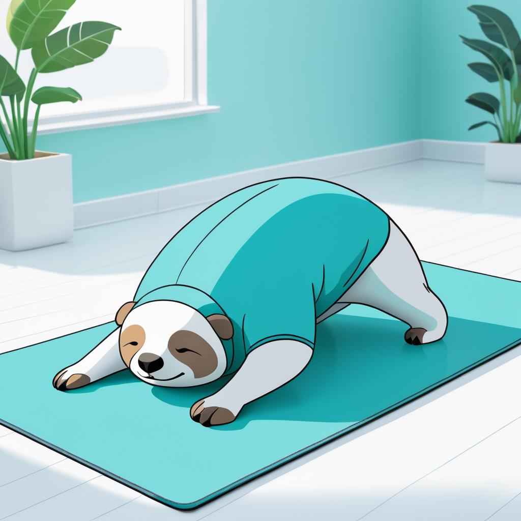 Sleepy Sloth Yoga Cartoon Illustration