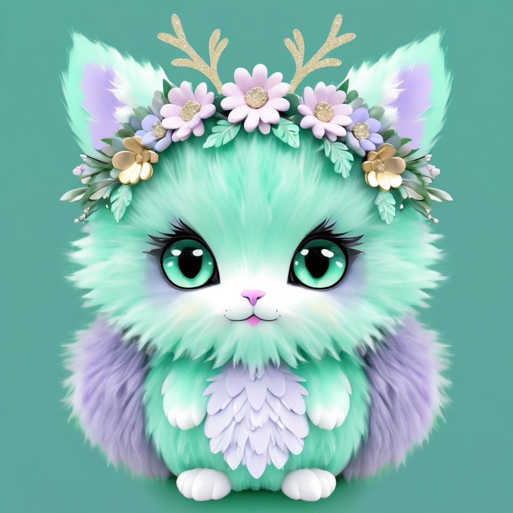 Whimsical Fluffy Creature in Pastel Colors