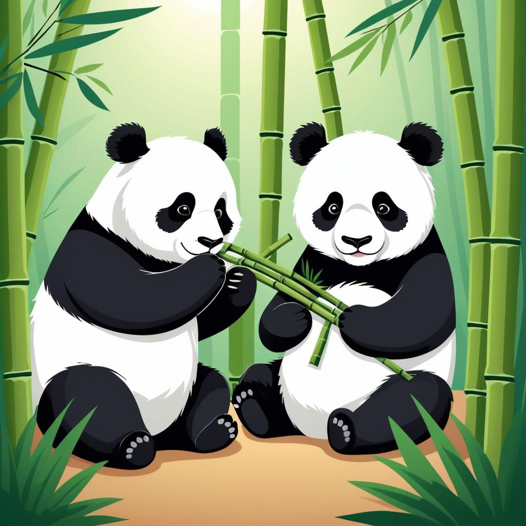 Adorable Pandas Munching on Bamboo