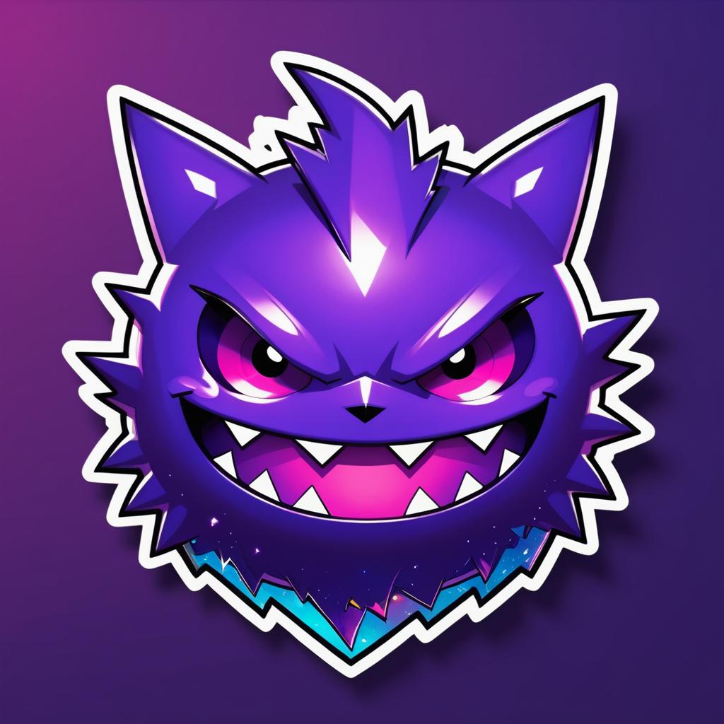 Adorable Gengar Superhero Sticker Art