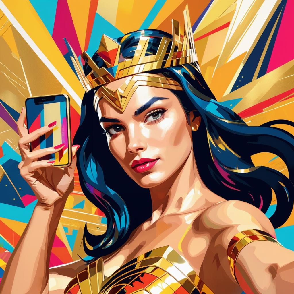 Wonder Woman's Vibrant Selfie Moment