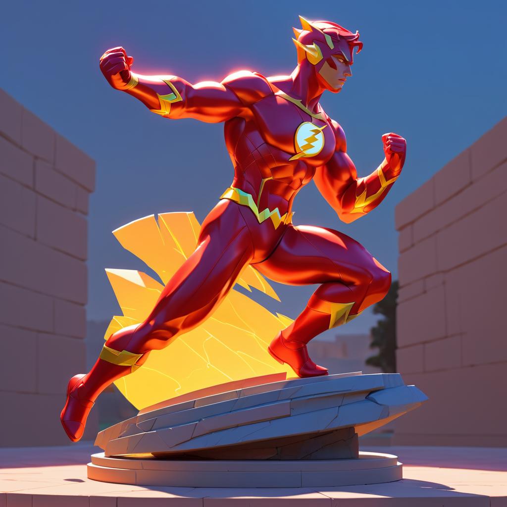 Vibrant Flash Statue in Comic Style