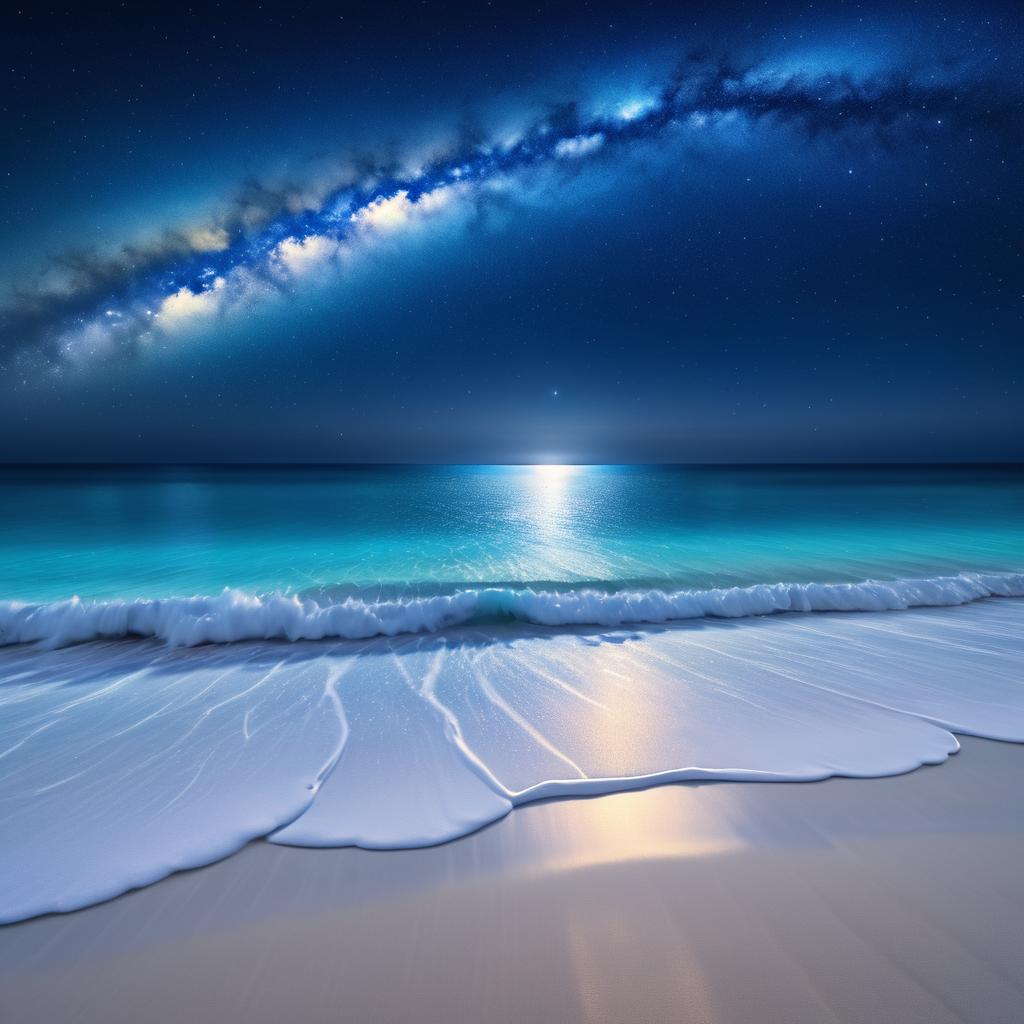 Starry Beach Night with Milky Way