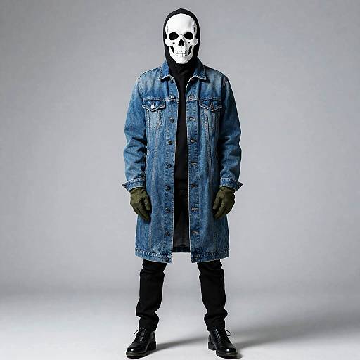 Skull Masked Boy in Denim Jacket