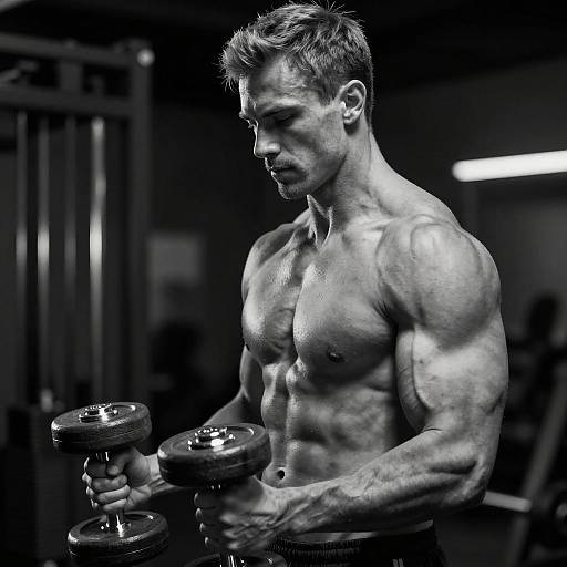 Dramatic Black-and-White Fitness Portrait