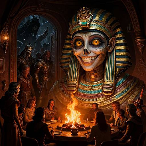 Living Skeleton in Egyptian Fantasy Tavern