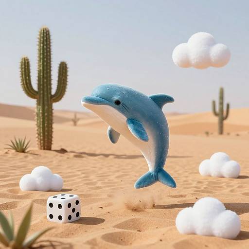 Whimsical Cactus-Dolphin Dreamscape