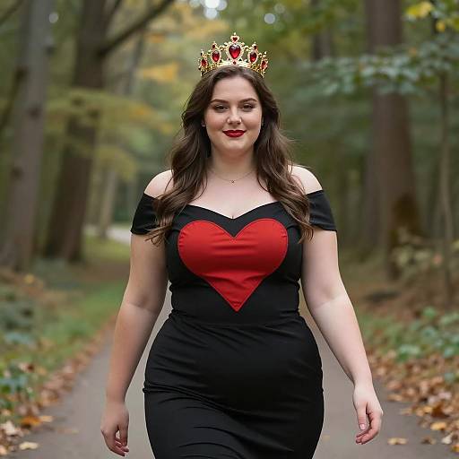 Plus-size woman in queen of hearts costume